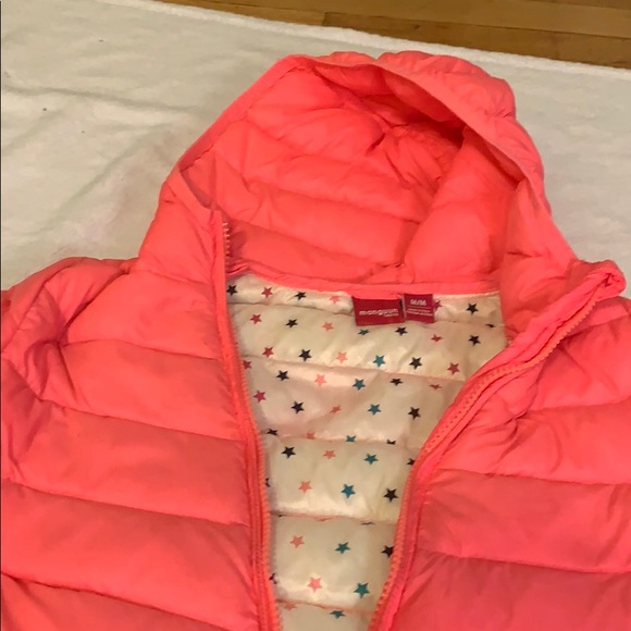 Neon pink puffer rainbow star pattern inside - Picture 3 of 4